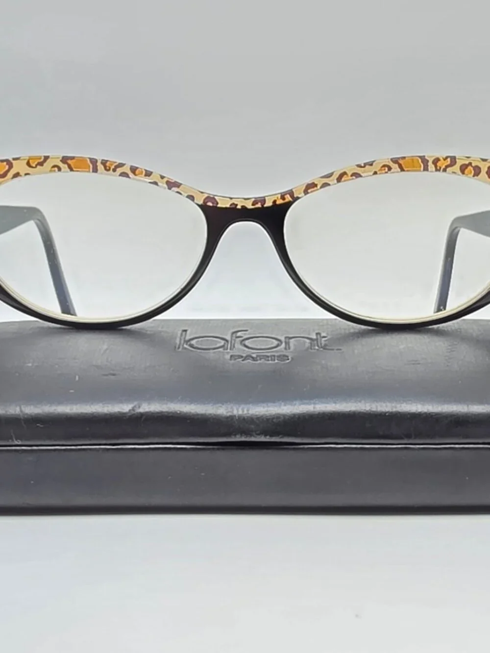 Jean Lafont Paris Saveur 100 Black Leopard Cat Eye Eyeglasses Frame w/ Case 53mm